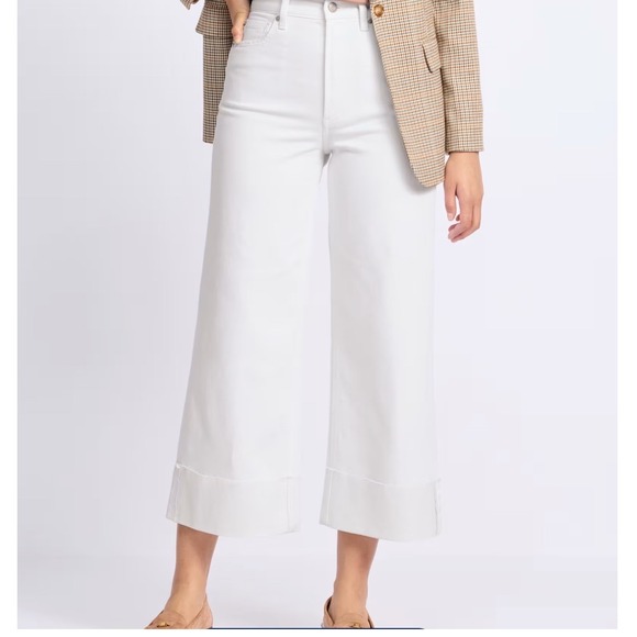 pistola Denim - Pistola Jeans Womens 24‎ White Lana Crop High Rise Ultra Wide Leg Raw Cuffed Hem